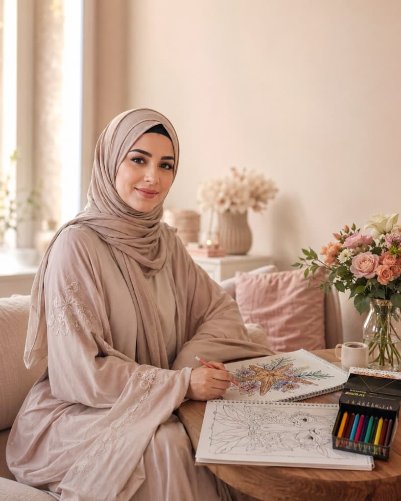 لحظة تلوين هادئة بالنهار — تجربة باقة لوّني هدوءك