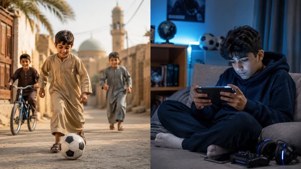 أيامنا — لعب في الشارع مقابل أيامهم — هاتف وألعاب