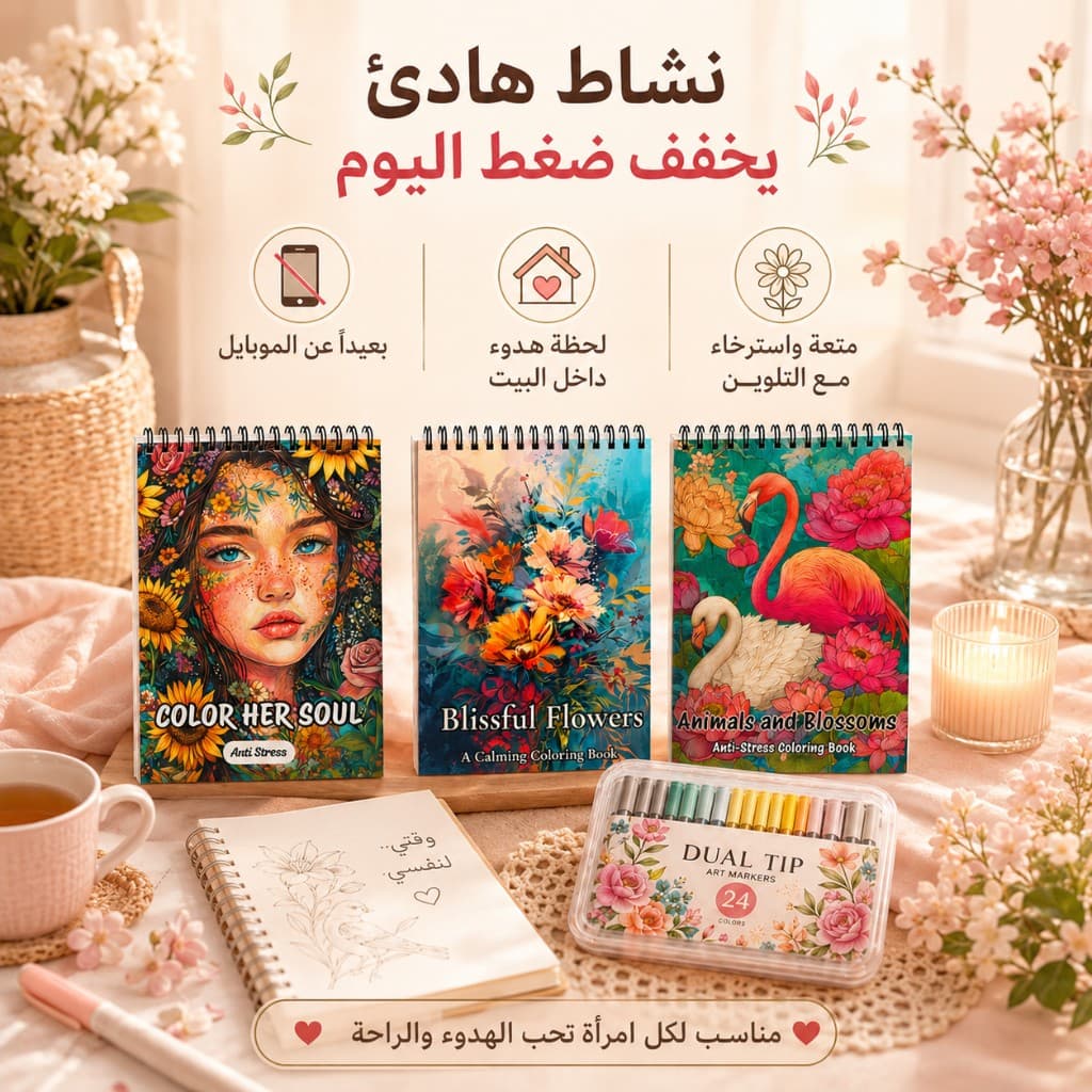 صفحة تلوين مفتوحة ضمن تجربة لوّني هدوءك